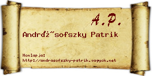 Andrásofszky Patrik névjegykártya